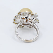 Load image into Gallery viewer, 18K White Gold Diamond South Sea Golden Pearl Ring D1.84CT
