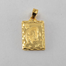 將圖片載入圖庫檢視器 24K Solid Yellow Gold Rectangular Zodiac Ox Cow Pendant 3.2 Grams