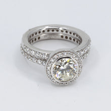 將圖片載入圖庫檢視器 18K White Gold Diamond Engagement Ring Wedding Band Set CD2.18CT SD1.61CT