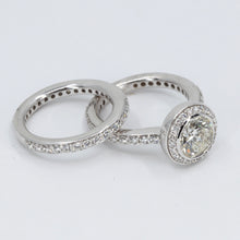 將圖片載入圖庫檢視器 18K White Gold Diamond Engagement Ring Wedding Band Set CD2.18CT SD1.61CT