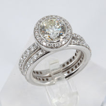 將圖片載入圖庫檢視器 18K White Gold Diamond Engagement Ring Wedding Band Set CD2.18CT SD1.61CT