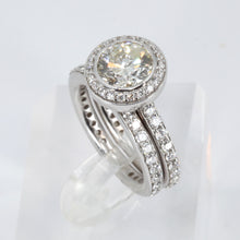 將圖片載入圖庫檢視器 18K White Gold Diamond Engagement Ring Wedding Band Set CD2.18CT SD1.61CT
