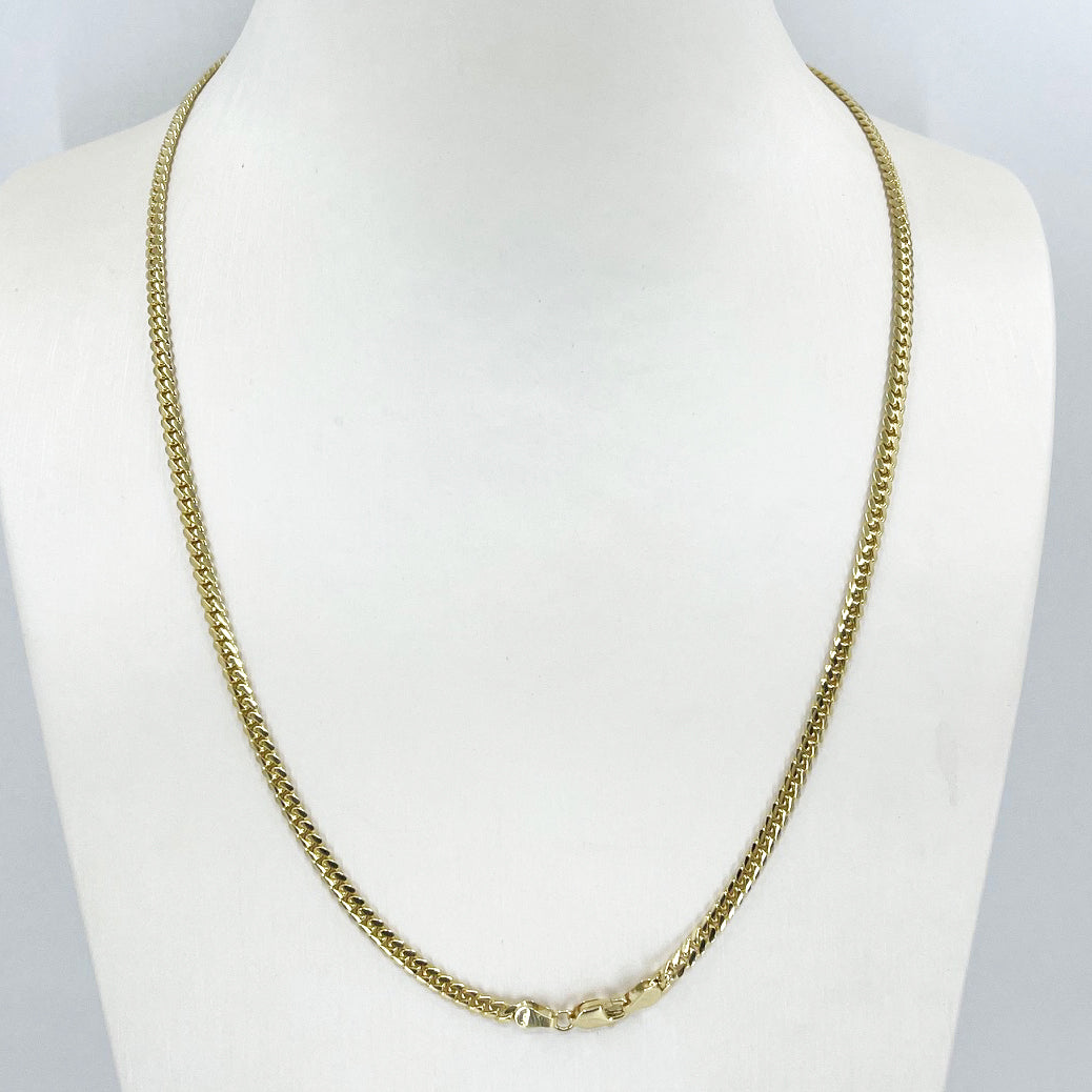 14K Solid Yellow Gold Cuban Link Chain 18