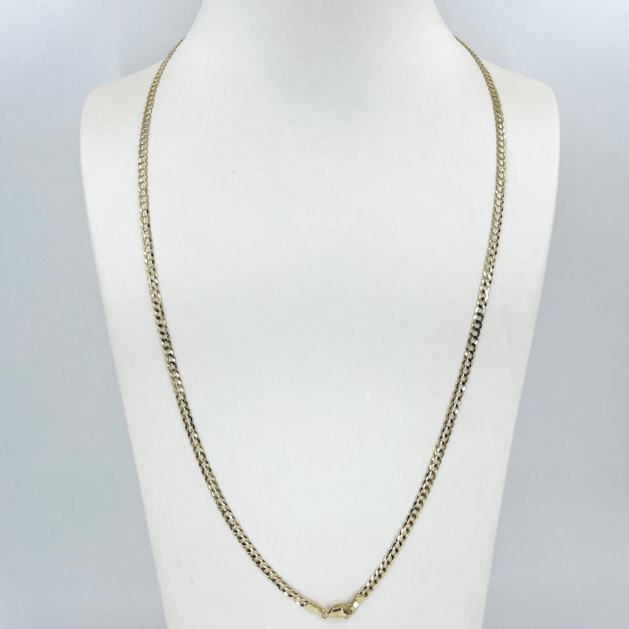 14K Solid Yellow Gold Flat Cuban Link Chain 24