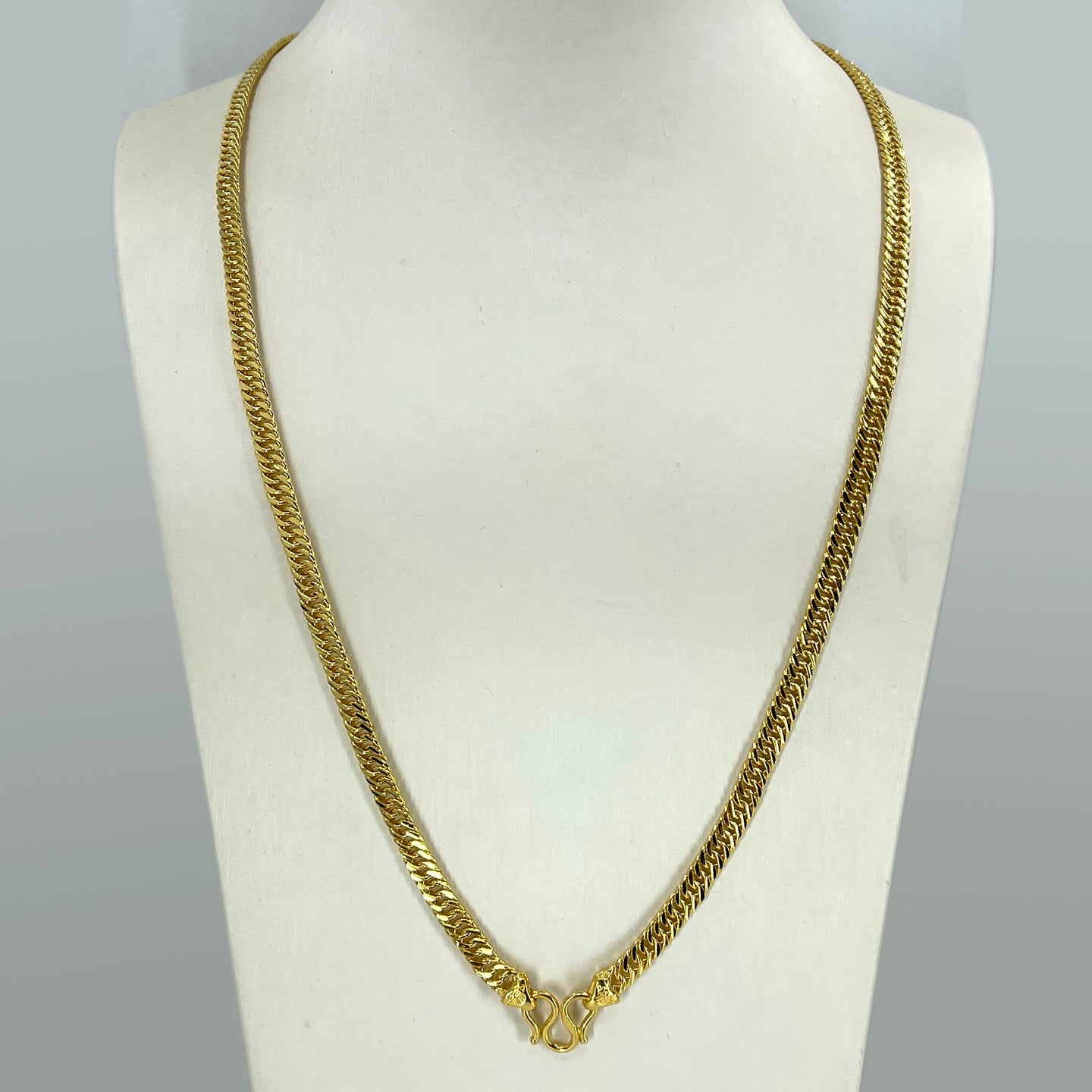 24K Solid Yellow Gold Flat Double Cuban Link Chain 29.4 Grams 24