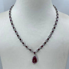 Load image into Gallery viewer, 14K White Gold Diamond Ruby Necklace R7.86CT
