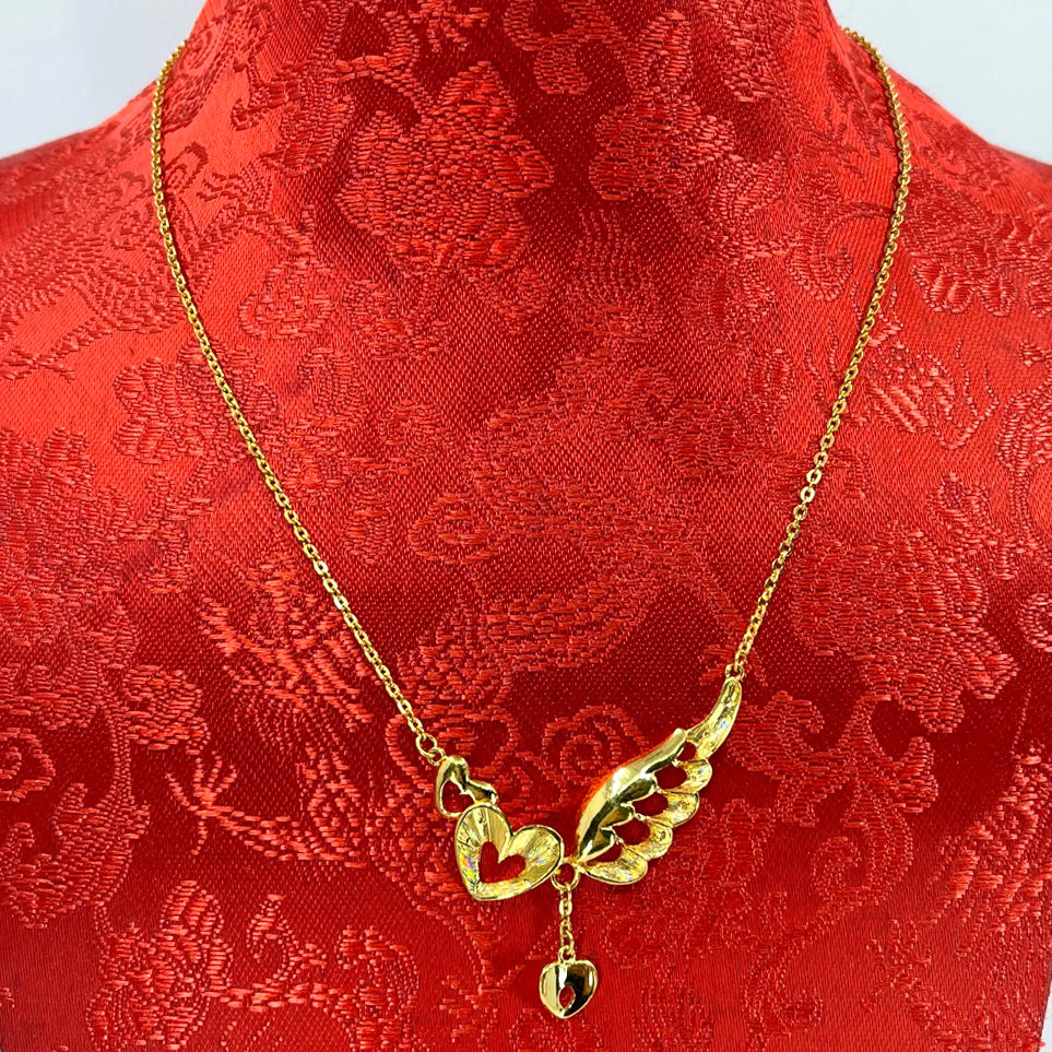 24K Solid Yellow Gold Hearts Chain 10.9 Grams
