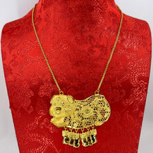 Load image into Gallery viewer, 24K Solid Yellow Gold Wedding Pig Piglets Chain Necklace 23.9 Grams 17.5&quot;
