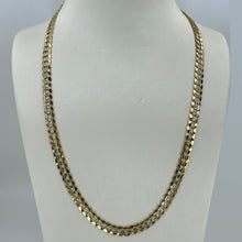 Load image into Gallery viewer, 18K Solid Two Tone Yellow White Gold Flat Stone Cut Cuban Link Chain 22&quot; 32.4 Grams
