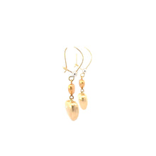 Load image into Gallery viewer, 14K Solid Yellow Gold Double Hearts Dangle Earrings
