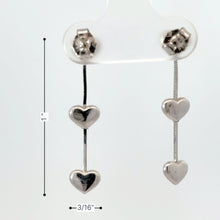 將圖片載入圖庫檢視器 18K Solid White Gold Hearts Dangle Earrings
