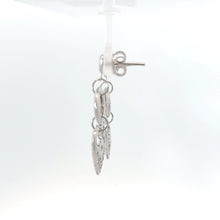 將圖片載入圖庫檢視器 18K Solid White Gold Heart Gear Dangle Earrings
