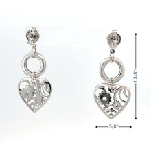 將圖片載入圖庫檢視器 18K Solid White Gold Heart Gear Dangle Earrings
