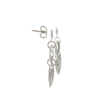 將圖片載入圖庫檢視器 18K Solid White Gold Heart Gear Dangle Earrings
