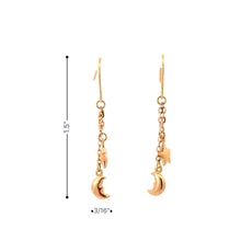 將圖片載入圖庫檢視器 18K Solid Rose Gold Moon And Star Dangle Earrings
