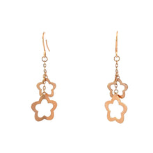 將圖片載入圖庫檢視器 18K Solid Rose Gold Flower Dangle Earrings
