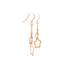 將圖片載入圖庫檢視器 18K Solid Rose Gold Flower Dangle Earrings
