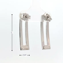 將圖片載入圖庫檢視器 18K Solid White Gold Sleek Rectangular Earrings
