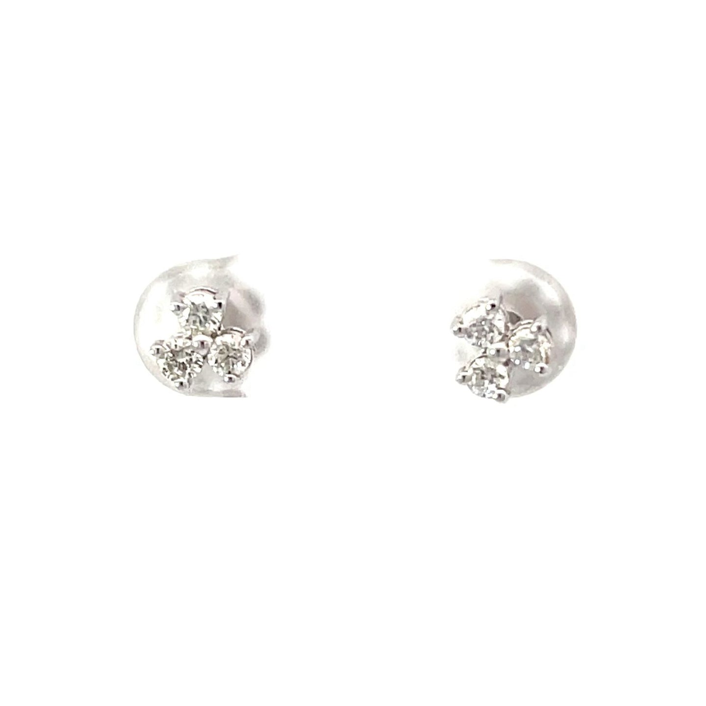14K Solid White Gold Diamond Stud Earrings D0.32 CT