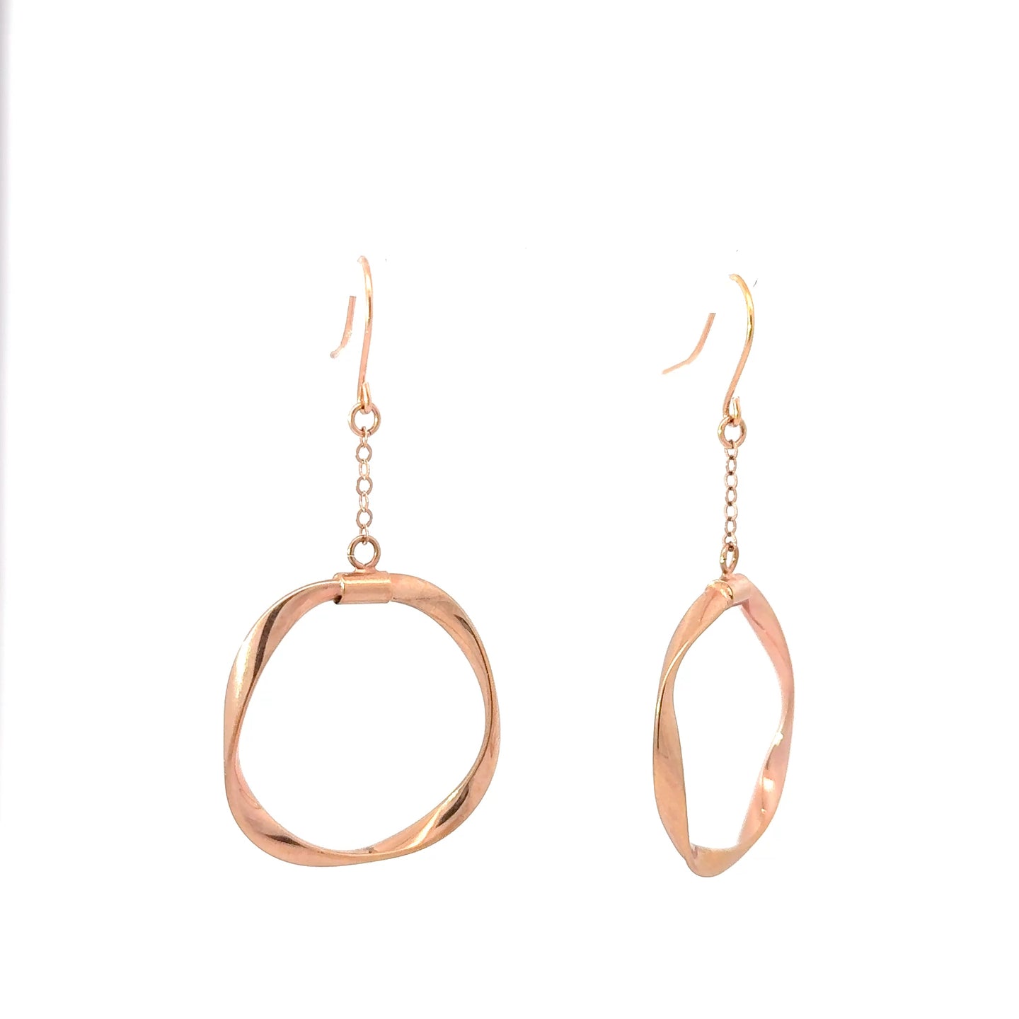 18K Solid Rose Gold Twisted Hoop Earrings