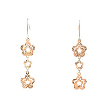 將圖片載入圖庫檢視器 18K Solid Rose Gold Cascading Floral Hoop Earrings
