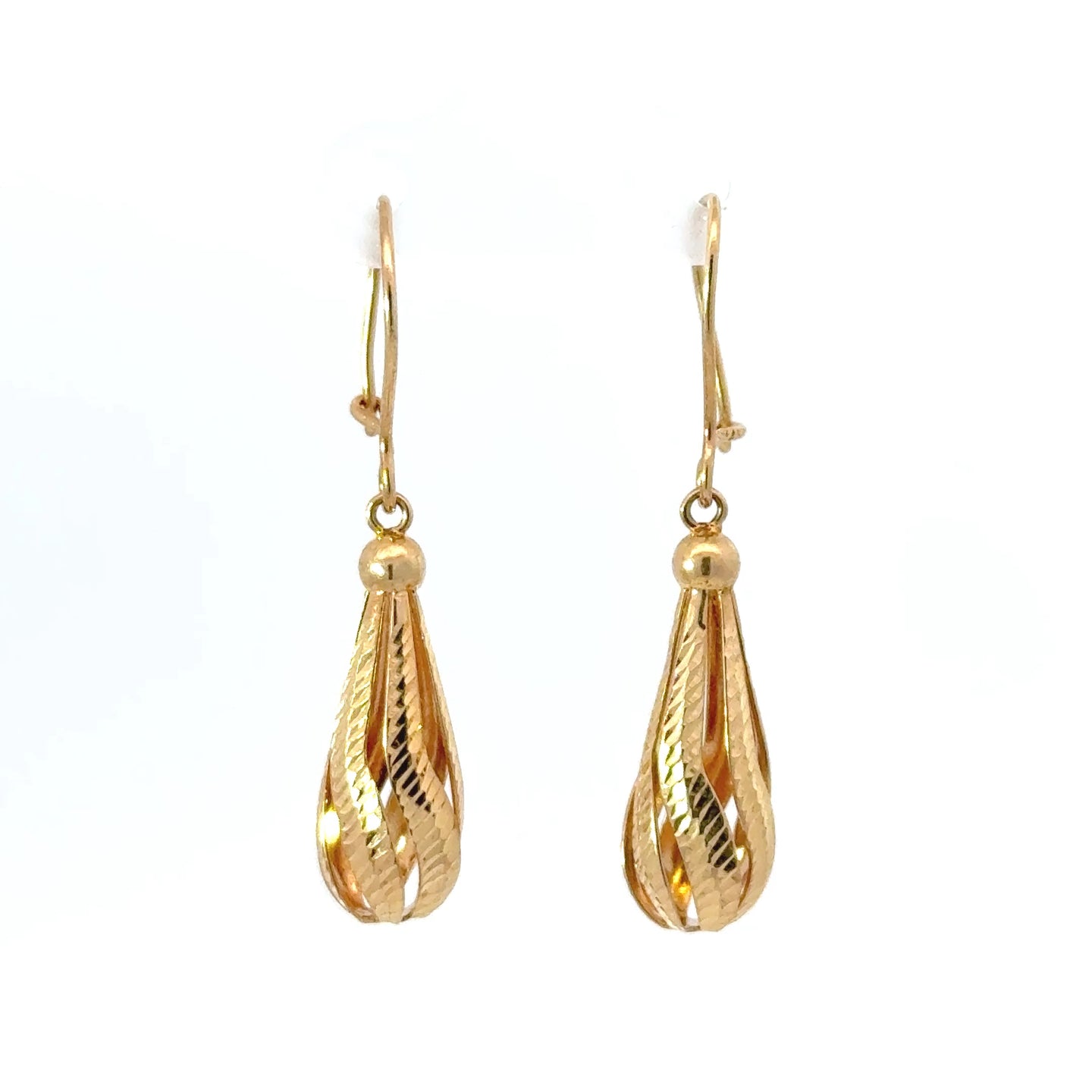 14K Solid Gold Teardrop Hoop Earrings