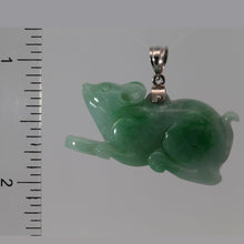 Load image into Gallery viewer, 14K Solid White Gold Jade 3D Mouse Holding Money Pendant 11.2 Grams
