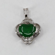 Load image into Gallery viewer, 18K Solid White Gold Diamond Jade Heart Pendant D0.45 CT
