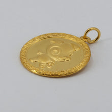 Load image into Gallery viewer, 24K Solid Yellow Gold Round Zodiac Dog Hollow Pendant 1.85 Grams
