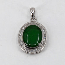 Load image into Gallery viewer, 18K Solid White Gold Diamond Jade Oval Pendant D0.38 CT
