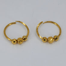 將圖片載入圖庫檢視器 24K Solid Yellow Gold Hoop Sliding Beads Earrings 5.5 Grams
