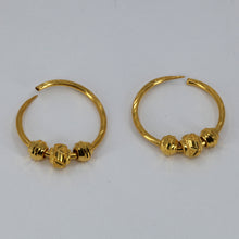 將圖片載入圖庫檢視器 24K Solid Yellow Gold Hoop Sliding Beads Earrings 5.5 Grams
