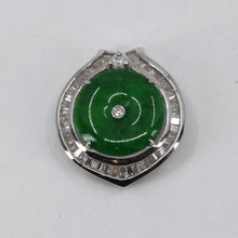Load image into Gallery viewer, 18K Solid White Gold Diamond Jade Slider Pendant D0.50 CT
