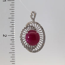 將圖片載入圖庫檢視器 18K White Gold Diamond Cabochon Ruby Pendant R6.03CT D0.62CT
