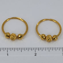 將圖片載入圖庫檢視器 24K Solid Yellow Gold Hoop Sliding Beads Earrings 5.5 Grams
