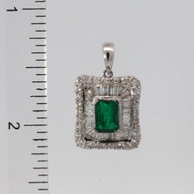 將圖片載入圖庫檢視器 14K White Gold Diamond Emerald Pendant E1.25CT D1.15CT
