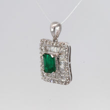 將圖片載入圖庫檢視器 14K White Gold Diamond Emerald Pendant E1.25CT D1.15CT
