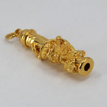 Load image into Gallery viewer, 24K Solid Yellow Gold Zodiac 3D Dragon Hollow Column Pendant 12.8 Grams
