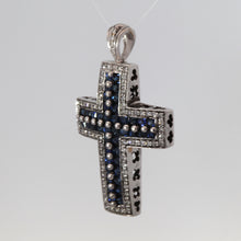 Load image into Gallery viewer, 18K White Gold Diamond Sapphire Cross Pendant S1.05CT D0.80CT
