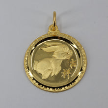 Load image into Gallery viewer, 24K Solid Yellow Gold Round Zodiac Rabbit Pendant 5.3 Grams
