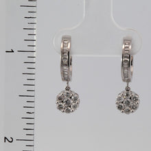 Load image into Gallery viewer, 18K Solid White Gold Diamond Hoop Earrings with Hanging Flower D0.80 CT
