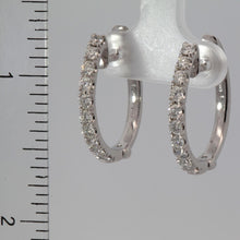 將圖片載入圖庫檢視器 14K Solid White Gold Diamond Hoop Earrings D1.46 CT
