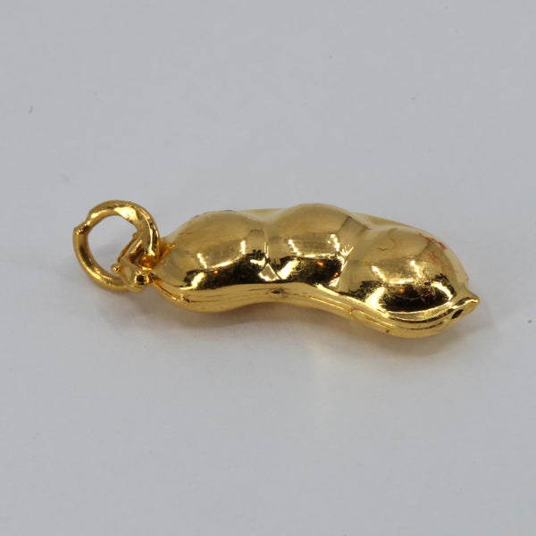 24K Solid Yellow Gold Puffy Pea Hollow Pendant 2.6 Grams