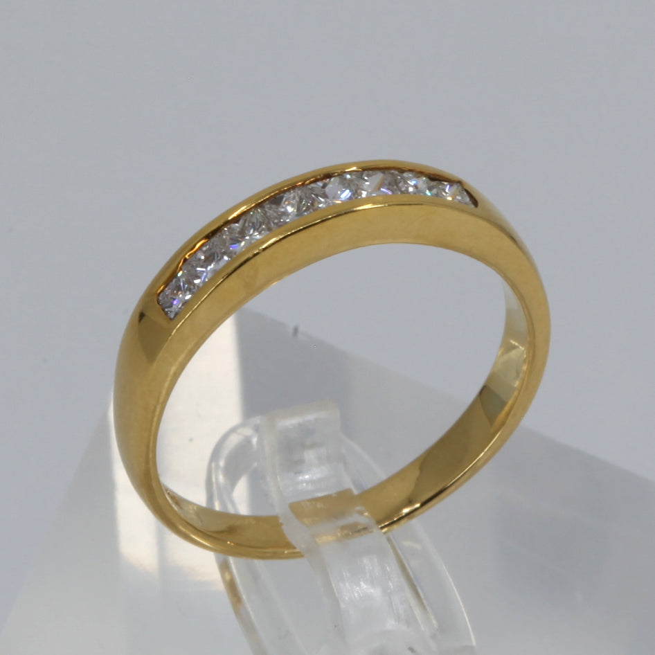 14K Solid Yellow Gold Princess Cut Diamond Ring Band D0.45 CT