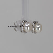 將圖片載入圖庫檢視器 14K White Gold White Culture Pearl Stud Earrings 2.6 Grams
