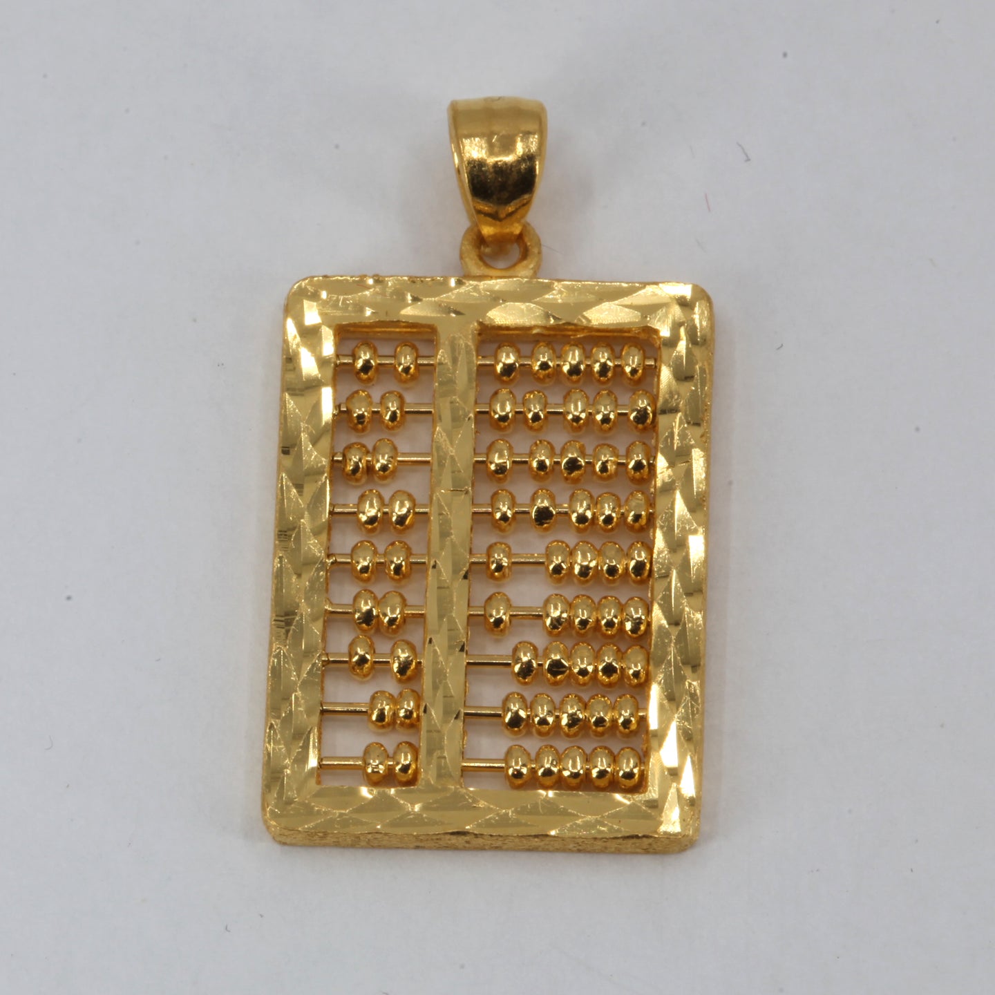 24K Solid Yellow Gold Moveable Beads Abacus Pendant Charm 5.8 Grams