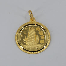 Load image into Gallery viewer, 24K Solid Yellow Gold Round Sailboat Pendant 5.3 Grams
