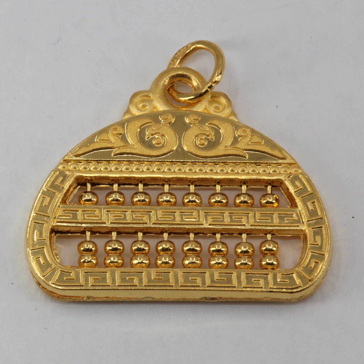 24K Solid Yellow Gold Moveable Beads Abacus Pendant Charm 7.7 Grams