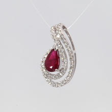 將圖片載入圖庫檢視器 18K White Gold Diamond Ruby Pendant R1.43CT D0.63CT
