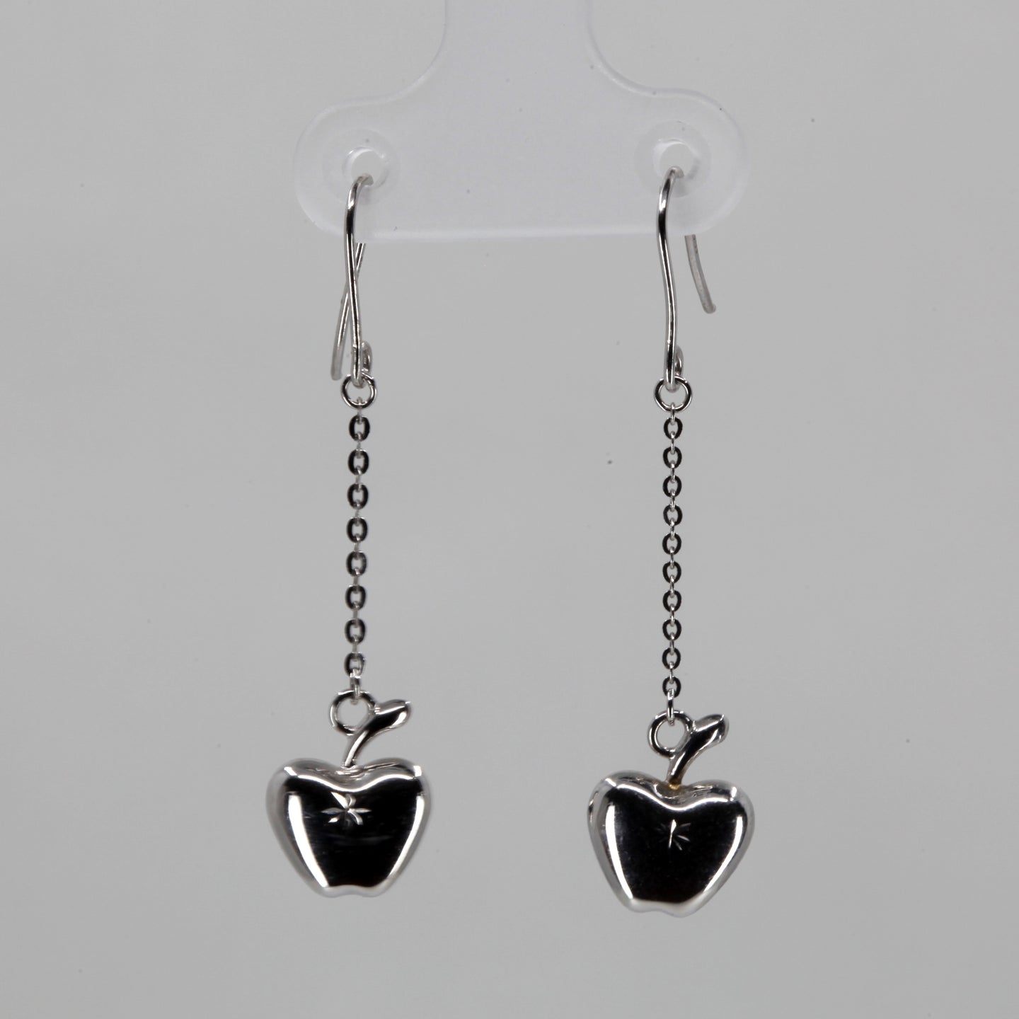 18K Solid White Gold Apple Hoop Earrings 2.0 Grams